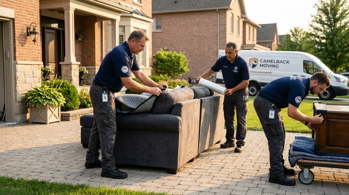Large estate moving crew wrapping furniture in Elmwood, IL